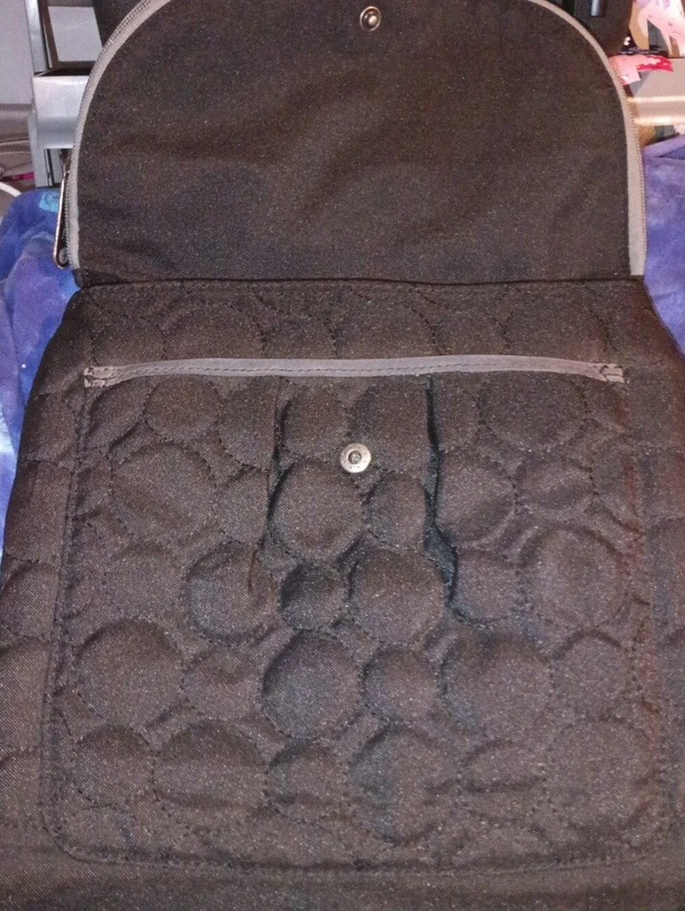 Quilted Black Crossbody Bag with Curved Flap